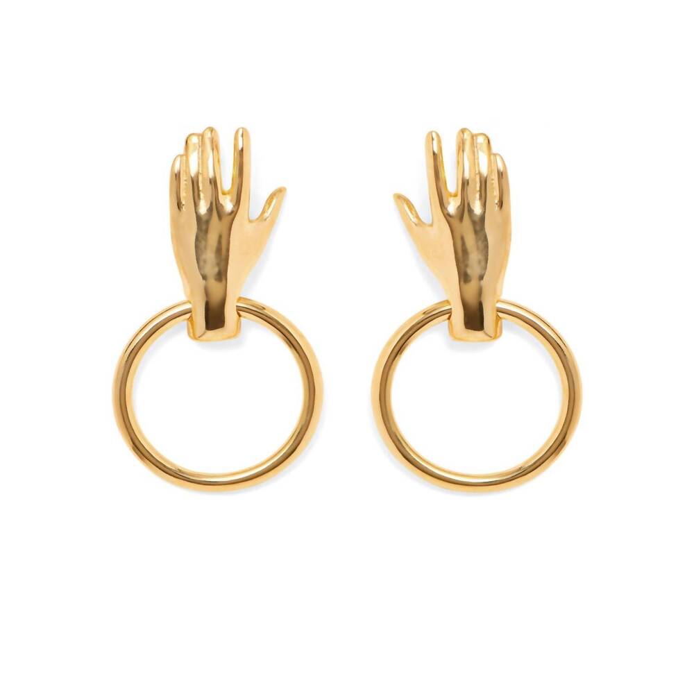 NEW LADY GREY women's hand hoop earrings in gold